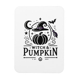 Magnet Flexible Halloween Witch Casquette et Citrouille Design Mag