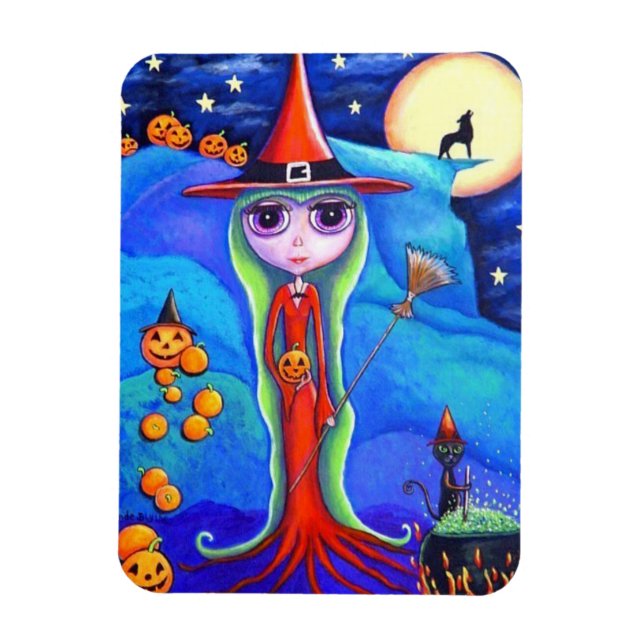 Magnet Flexible Halloween Wolf Witch Chat noir Cauldron Citrouille (Vertical)