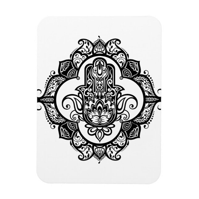 Magnet Flexible Hamsa Avec Ornements Ethniques Doodle (Vertical)