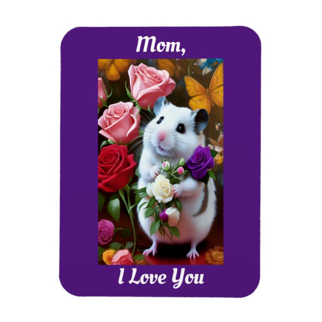 Magnet Flexible Hamster avec l'aimant de la fête des mères Roses (Vertical)