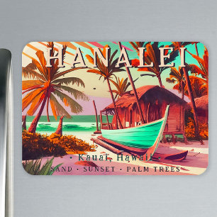 Magnet Flexible Hanalei Kauai Hawaii soleil couchant tropical palm