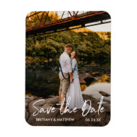 Handwritten Script Save the Date Couple Photo