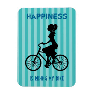Magnet Flexible Happiness Is Riding My Bike - Cyclist Silhouette