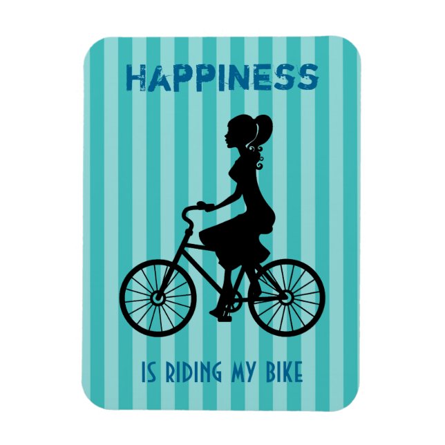 Magnet Flexible Happiness Is Riding My Bike - Cyclist Silhouette (Vertical)