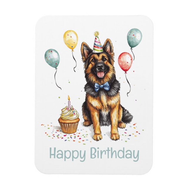 Magnet Flexible Happy Birthday German Shepherd Dog (Vertical)