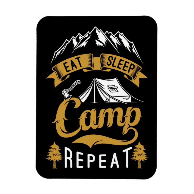 Magnet Flexible Happy Camper Mange Camp de sommeil Répéter (Vertical)