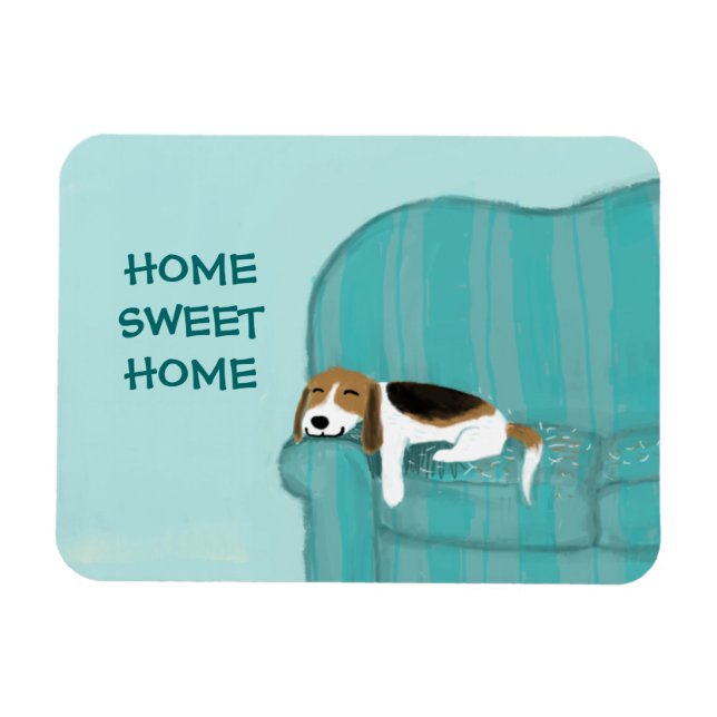 Magnet Flexible Happy Canch Dog - Accueil Sweet Home Beagle mignon (Horizontal)