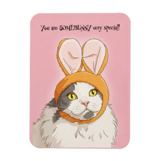 Magnet Flexible Happy Easter For Anyone Cute Cat in Bunny Ears
