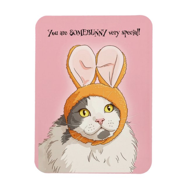Magnet Flexible Happy Easter For Anyone Cute Cat in Bunny Ears (Vertical)