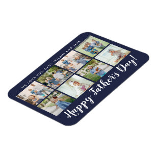 Magnet Flexible Happy Fête des pères 8 Photo Custom Navy Blue