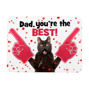 Magnet Flexible Happy Fête des pères Papa Chat Avec Doigts De Mous