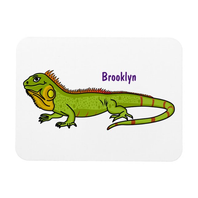 Magnet Flexible Happy green iguana cartoon (Horizontal)