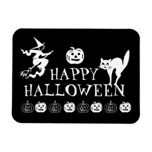 Magnet Flexible Happy Halloween noir blanc éffrayant