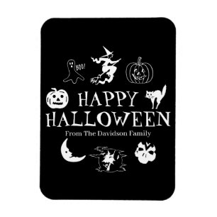 Magnet Flexible Happy Halloween nom personnalisé noir éffrayant