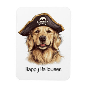 Magnet Flexible Happy Halloween Pirate Golden Retriever Crâne chie