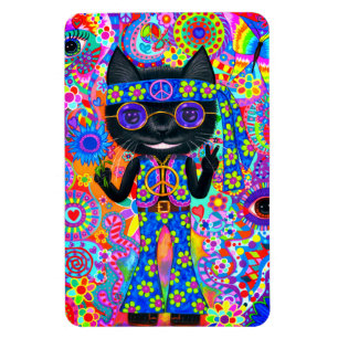 Magnet Flexible Happy Hippie Chat Lunettes de soleil Paix Signale