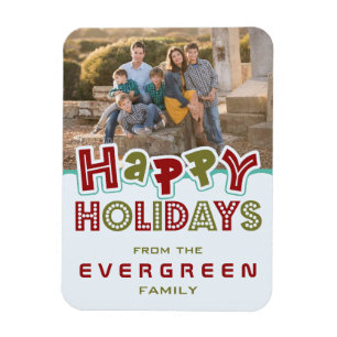 Magnet Flexible Happy Holidays personnalisé Photo & Text aimant