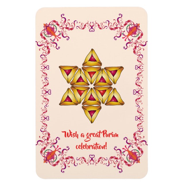 Magnet Flexible Happy Purim Festival Hamantaschen cookies Vintages (Vertical)