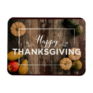 Magnet Flexible Happy Thanksgiving Gourds on Rustic Wood