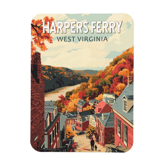Magnet Flexible Harpers Ferry West Virginia Travel Art Vintage (Vertical)