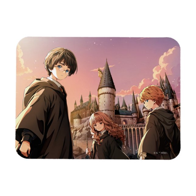 Magnet Flexible HARRY POTTER™ Hermione & Ron HOGWARTS™ Scène d'ani (Horizontal)