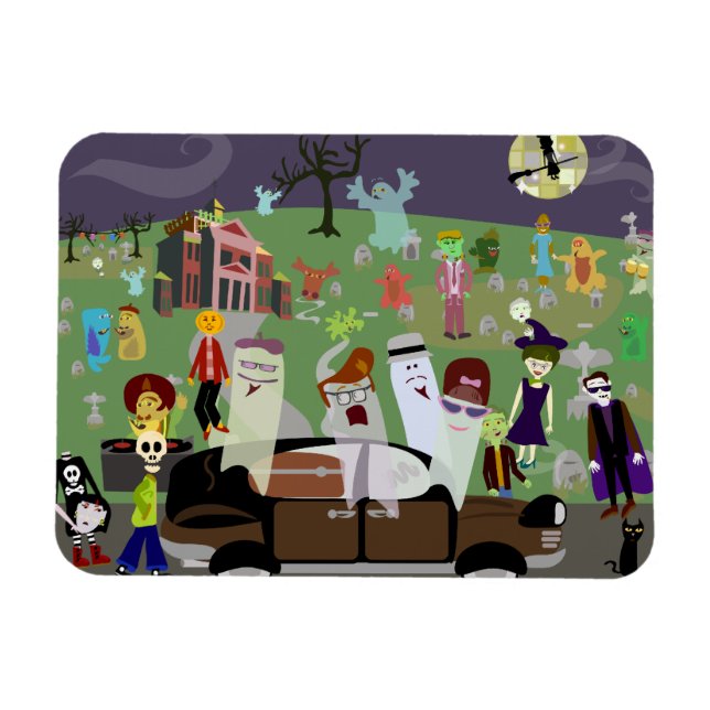 Magnet Flexible Haunted Halloween Graveyard Party (Horizontal)