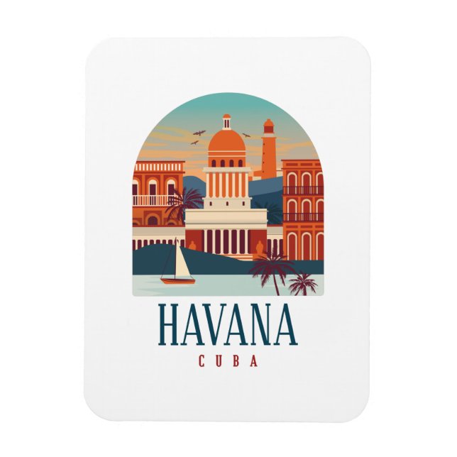 Magnet Flexible Havana Cuba Île Vintage Minimal Retro City (Vertical)