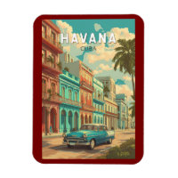 Havana Cuba Illustration Voyage Art Vintage