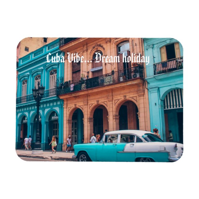 Magnet Flexible Havana Cuba Vintage voiture colorée 'Cuba vibe' (Horizontal)