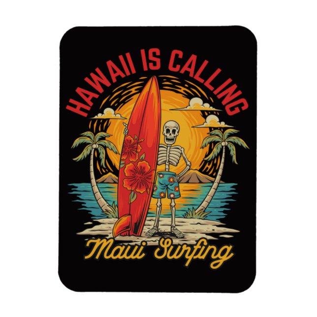 Magnet Flexible Hawaii Appelle Maui Surfant les Vibrations de l'Îl (Vertical)