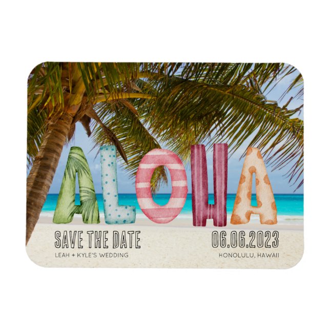 Magnet Flexible Hawaii Beach Aloha Wedding Enregistrer la date (Horizontal)