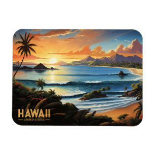 Magnet Flexible Hawaii Beach Paradis tropical Peinture Vintage