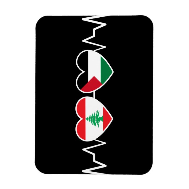 Magnet Flexible Heartbeat Lebanon Palestine Unity drapeaux. (Vertical)