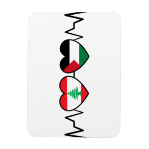 Magnet Flexible Heartbeat Lebanon Palestine Unity drapeaux.