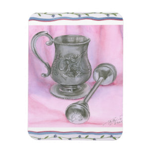 Magnet Flexible Heirloom Cup & Rattle sur Arrière - plan pourpre