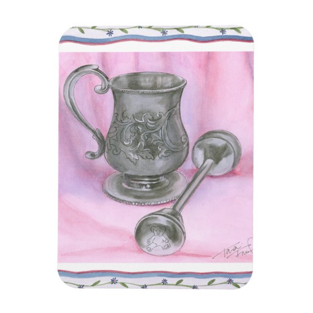 Magnet Flexible Heirloom Cup & Rattle sur Arrière - plan pourpre (Vertical)