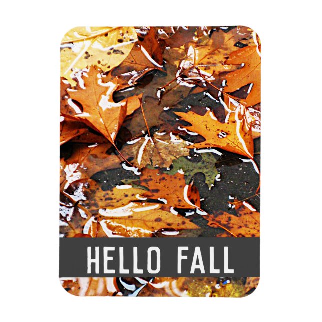 Magnet Flexible Hello Fall Rainy Feuilles (Vertical)