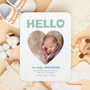 Magnet Flexible Hello Modern Elegant Baby Photo Faire-part de nais