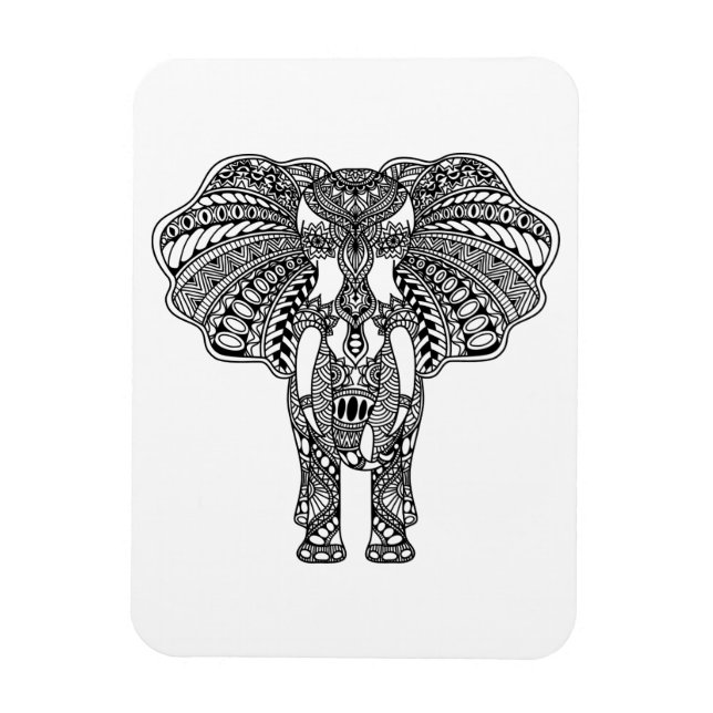 Magnet Flexible Henna Mehndi Eléphant indien décoré (Vertical)