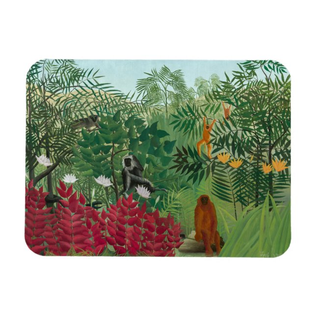 Magnet Flexible Henri Rousseau - Forêt tropicale avec singes (Horizontal)