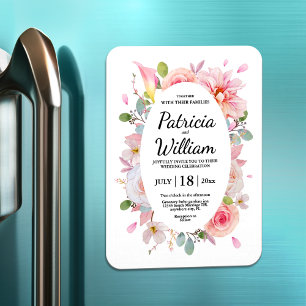 Magnet Flexible Herbes Roses Fleurs Fleurs Mariage Carte Invitatio