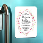 Magnet Flexible Herbes Roses Fleurs Fleurs Mariage Carte Invitatio<br><div class="desc">Rose de fleurs et Fleurs sauvages roses sur Floral Greenery Arrière - plan Mariage Card Modèle Invitation. Invitation esthétique Romantique Modèle cadeau avec fleurs roses et branches vertes sprig feuilles sur aquarelle pastel accolation faire-part de mariage herbes aussi pour la douche nuptiale.</div>