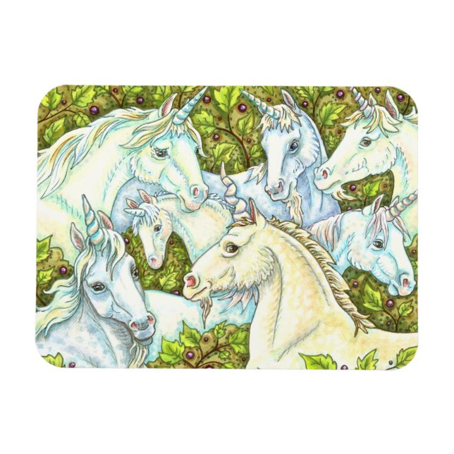 Magnet Flexible HERDE UNICORN MÉDIÉVAL, CHEVAUX, Imaginaire DE LA  (Horizontal)