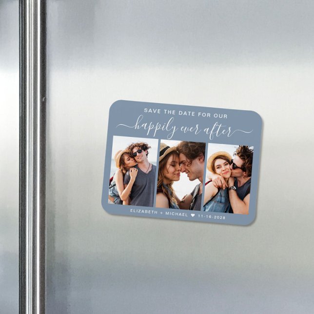 Magnet Flexible Heureux Jamais Après Photo Dusty Blue Enregistrer  (Créateur téléchargé)