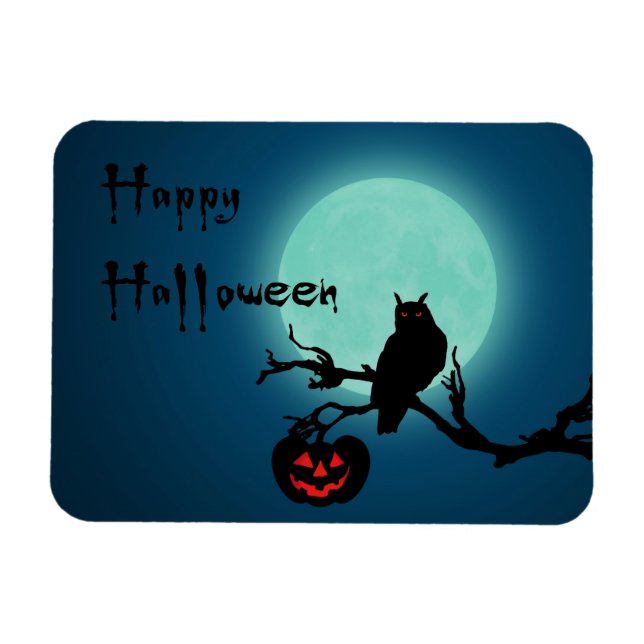 Magnet Flexible Hialloween Night Citrouille Owl (Horizontal)