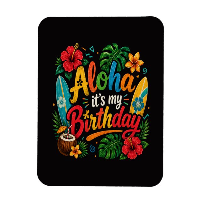 Magnet Flexible Hibiscus Aloha Anniversaire Hawaï (Vertical)