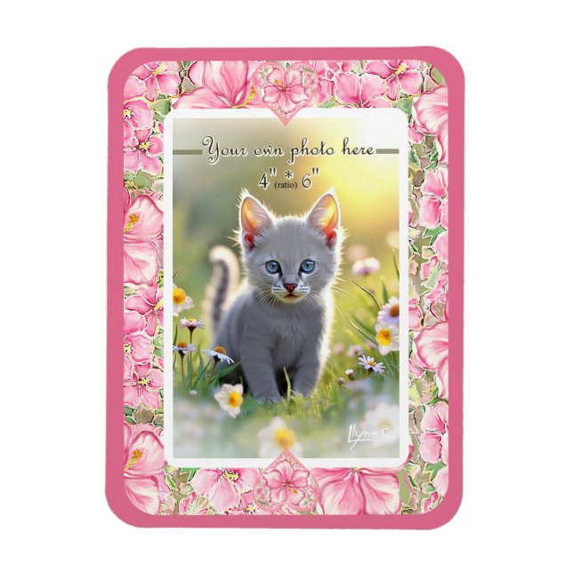 Magnet Flexible Hibiscus & dentelle PINK (Vertical)