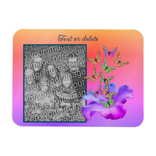 Magnet Flexible Hibiscus Et Papillon Ajoutez Votre Photo Personnal