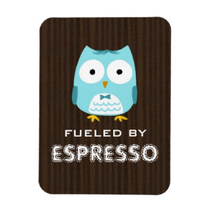 Magnet Flexible Hibou Bleu alimenté par Espresso (Texte personnali