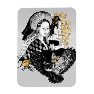 Magnet Flexible Hibou gothique de nuit et femme